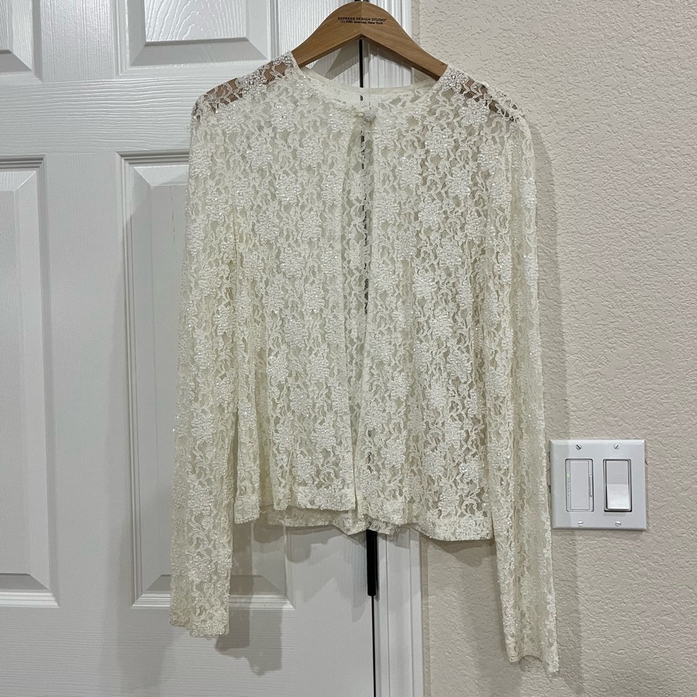 Beaded Lace White Cardigan